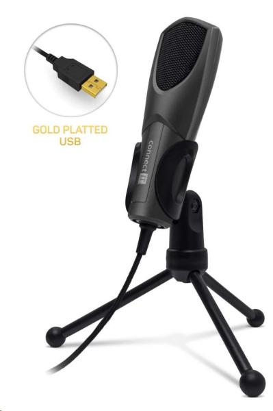 CONNECT IT YouMic mikrofon USB, pozlacený konektor USB, antracit