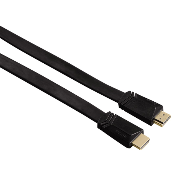 Hama HDMI kábel vidlica-vidlica,  plochý,  pozlátený,  3*,  1, 5 m