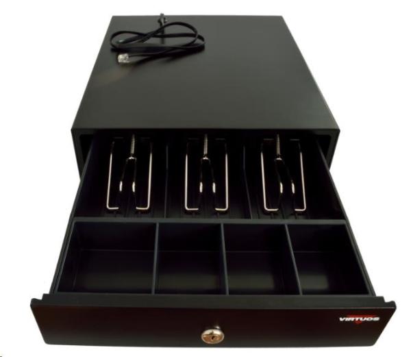 Pokladničná zásuvka Virtuos micro EK-300C,  9V-24V,  s káblom 24V,  viazač 3/ 4,  čierna