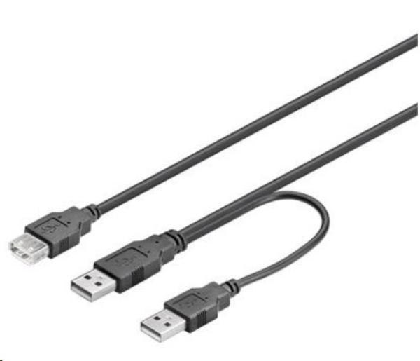Kábel USB PREMIUMCORD 2.0 napájací kábel Y A/ M + A/ M -- A/ F 0.4m + 0.5m