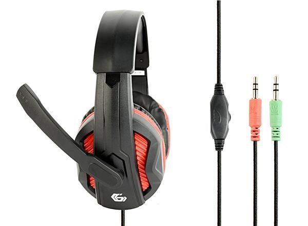 GEMBIRD sluchátka s mikrofonem GHS-03,  gaming,  černo-červená