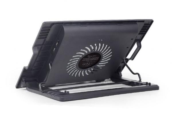 GEMBIRD Stojan na notebook NBS-1F17T-01,  pre notebooky do 17",  150 mm ventilátor,  LED,  čierny3