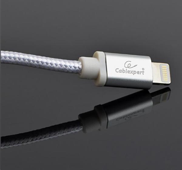GEMBIRD CABLEXPERT USB 2.0 Nabíjací a synchronizačný kábel Lightning (IP5 a vyšší),  opletený,  1, 8 m,  strieborný,  lesklý1