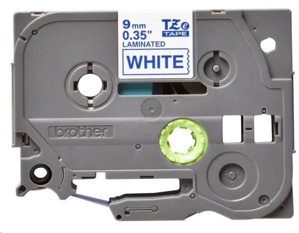BROTHER TZE223 - kazeta TZ šířky 9mm, laminovaná TZE-223, bílá/modré písmo