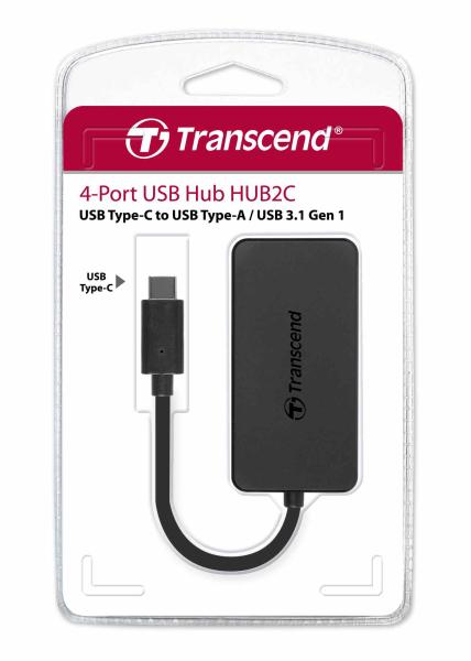 TRANSCEND HUB2C,  4-portový HUB,  USB 3.1 Gen 1,  Type-C4