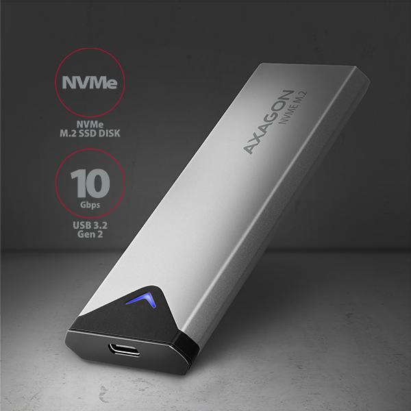 AXAGON EEM2-UG2,  USB-C 10Gbps - M.2 NVMe SSD ARROW box,  strieborný2