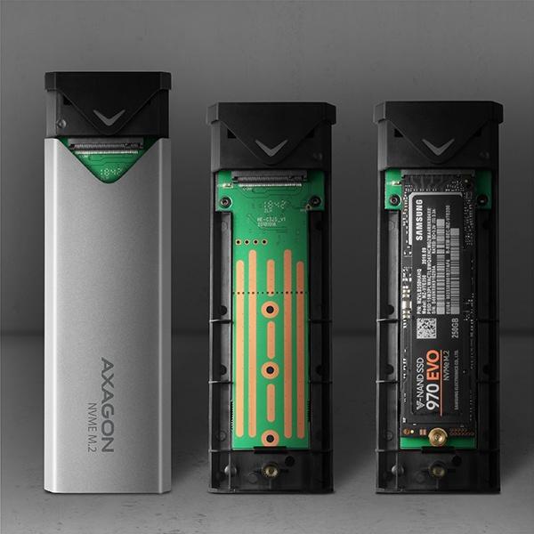 AXAGON EEM2-UG2,  USB-C 10Gbps - M.2 NVMe SSD ARROW box,  strieborný1