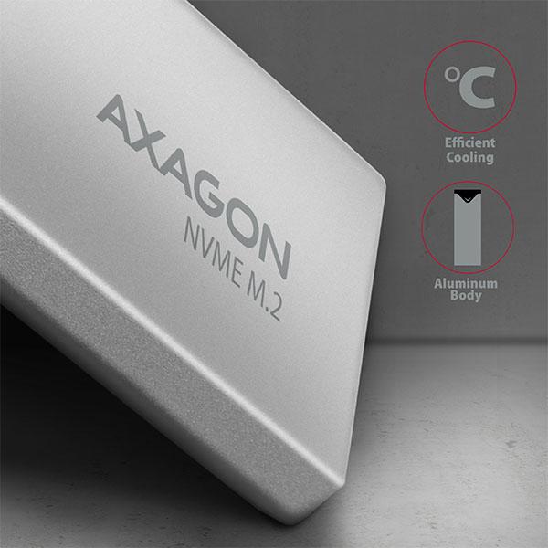AXAGON EEM2-UG2,  USB-C 10Gbps - M.2 NVMe SSD ARROW box,  strieborný3