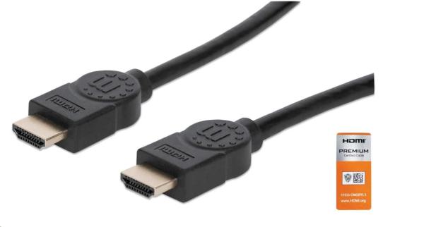 MANHATTAN Vysokorýchlostný kábel HDMI + Ethernet Premium,  3 m,  čierny