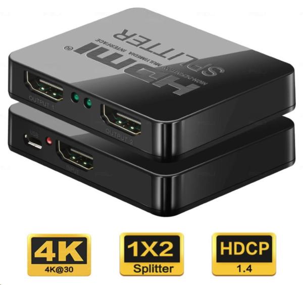 PREMIUMCORD HDMI splitter 1-2 porty,  napájanie USB,  4K,  FULL HD,  3D