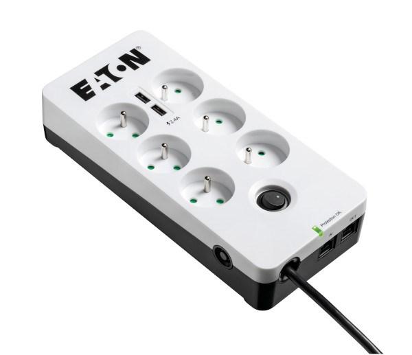 Eaton Protection Box 6 Tel@ USB FR,  prepäťová ochrana,  6 zásuviek,  2x USB nabíjačka,  1m