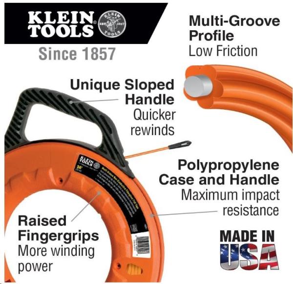 KLEIN TOOLS - protahovací pero zakončené ocelovou spirálou,  sklolaminátové jádro,  délka 30m,  průměr 4.8mm1