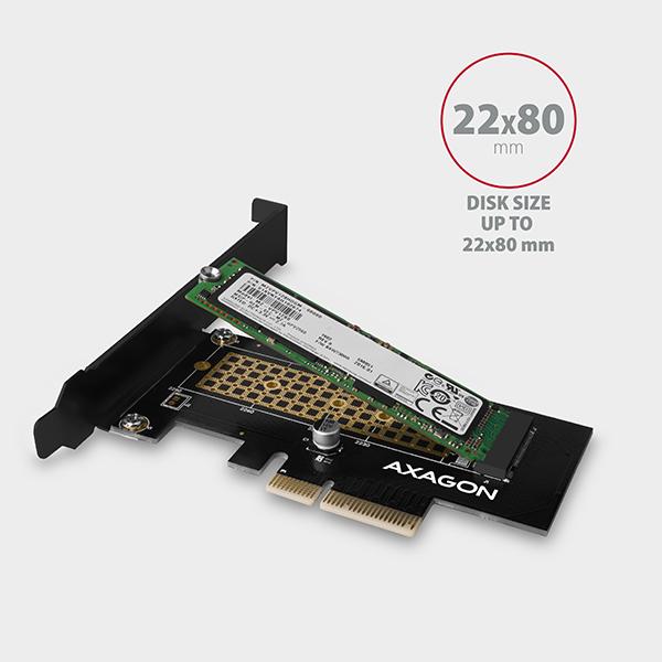 AXAGON PCEM2-N,  PCIe x4 - M.2 NVMe M-key slot adaptér,  vrátane. LP0