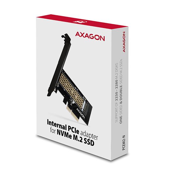 AXAGON PCEM2-N,  PCIe x4 - M.2 NVMe M-key slot adaptér,  vrátane. LP2