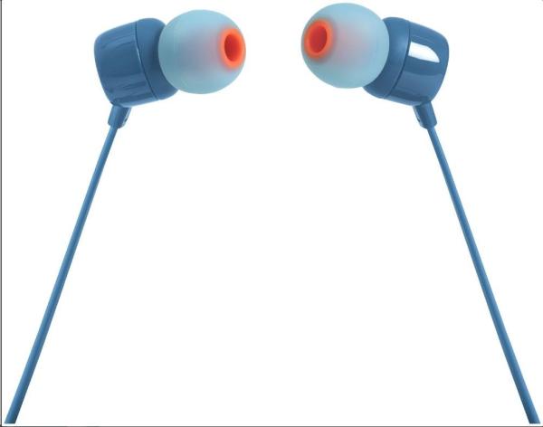 JBL T110 Black špuntová sluchátka,  3, 5 mm jack,  mikrofon,  modrá3