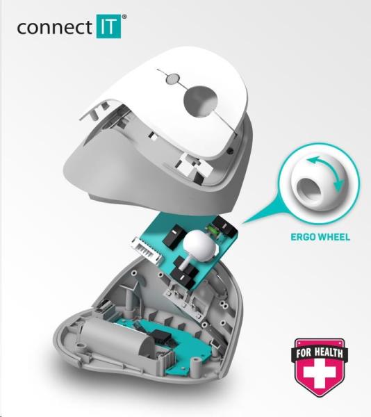 CONNECT IT FOR HEALTH ergonomická vertikálna myš DOODLE,  (+ 1x batéria AA zdarma),  bezdrôtová9