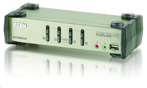 ATEN 4-portový prepínač KVMP USB+PS/ 2,  usb hub,  audio,  OSD,  1.2m káble