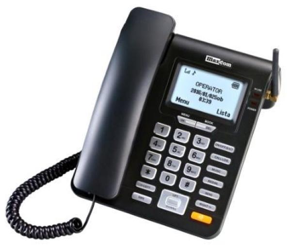 MaxCom MM28DHS,  stolný telefón GSM,  čierny