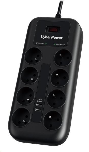 CyberPower Surge Buster™ 8 zásuviek,  2xUSB,  1.8m,  nové