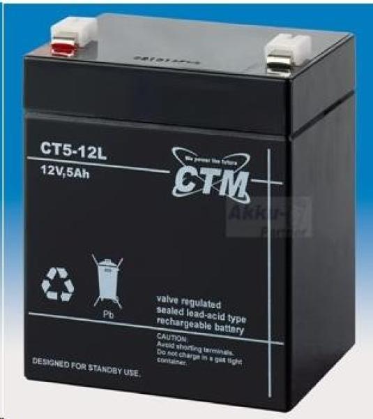 Batéria - CTM CT 12-5L (12V/ 5Ah - Faston 250),  životnosť 5 rokov