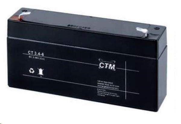 Batéria - CTM CT 6-3, 4 (6V/ 3, 4Ah - Faston 187),  životnosť 5 rokov