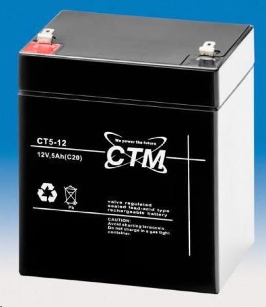 Batéria - CTM CT 12-5 (12V/ 5Ah - Faston 187),  životnosť 5 rokov