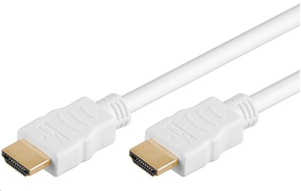 Vysokorýchlostný kábel HDMI + Ethernet PremiumCord, pozlátené konektory, 1.5 m, biela