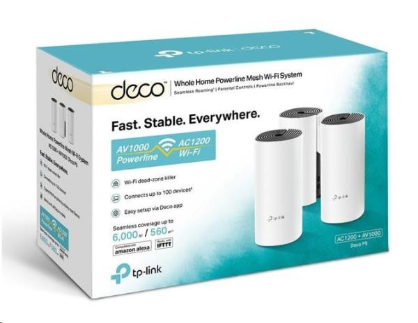 TP-Link Deco P9(3-pack) Powerline WiFi5 Mesh (AC1200+AV1000,2,4GHz/5GHz, 2xGbELAN/WAN)4