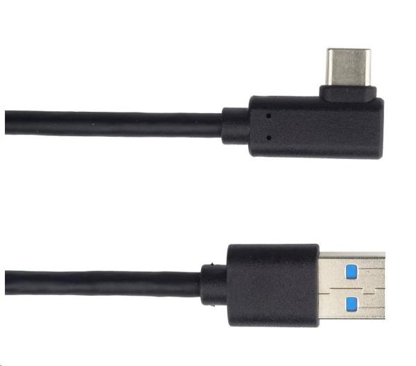 PREMIUMCORD Kábel USB typ C/ M so zahnutým konektorom 90° - USB 3.0 A/ M,  50 cm