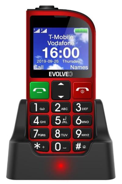 EVOLVEO EasyPhone FM,  mobilný telefón pre seniorov s nabíjacím stojanom (červený)1