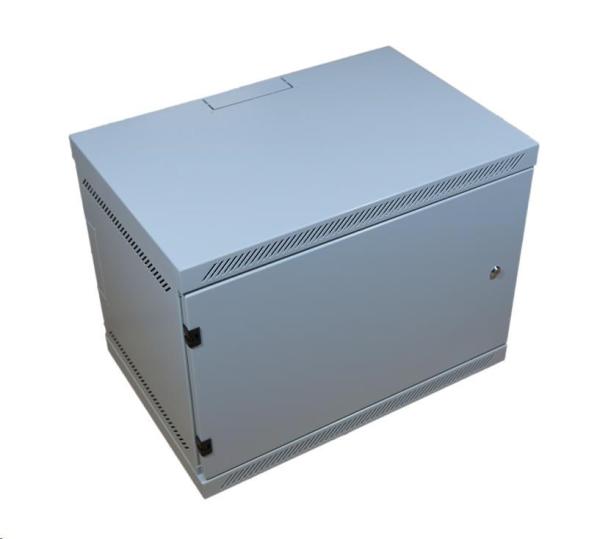 LEXI-Net 19" nástěnný rozvaděč 9U 600x400,  nosnost 60 kg,  plné dveře,  svařovaný,  šedý2