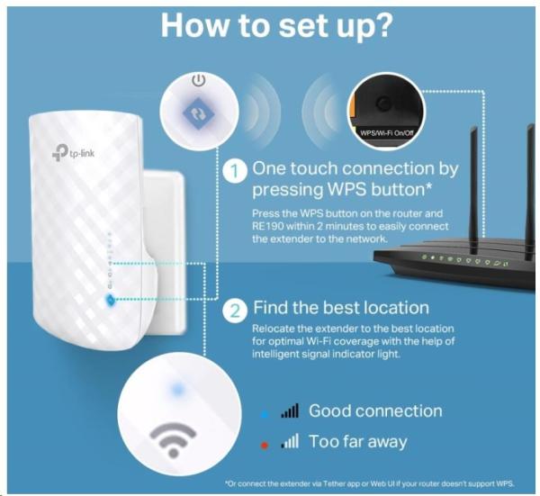 TP-Link RE190 WiFi5 Extender/Repeater (AC750,2,4GHz/5GHz)5