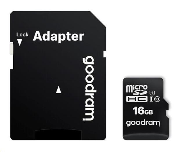 Karta GOODRAM MicroSDHC 16GB M1AA,  UHS-I Class 10,  U1 + adaptér1