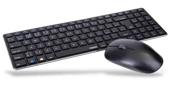 Súprava klávesnice a myši RAPOO 9300M,  bezdrôtová viacrežimová tenká myš a ultratenká klávesnica,  čierna7