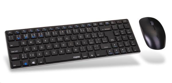 Súprava klávesnice a myši RAPOO 9300M,  bezdrôtová viacrežimová tenká myš a ultratenká klávesnica,  čierna0