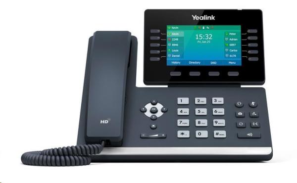 IP telefón Yealink SIP-T54W, 4,3" 480x272 LCD, 27 prog tl.2x10/100/1000, Wi-Fi, Bluetooth, PoE, 16xSIP, 1xUSB, bez adap1