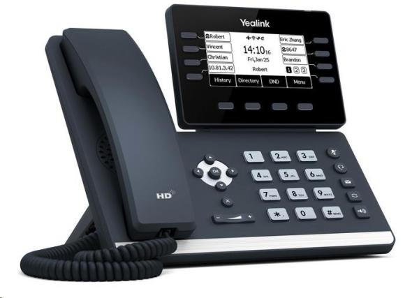 IP telefón Yealink SIP-T53W,  3, 7" 360x160 LCD,  21 prog tl.,  2x10/ 100/ 1000, Wi-Fi,  Bluetooth, PoE, 12xSIP,  2xUSB, bez adapté