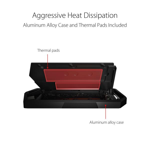 ASUS ROG STRIX ARION SSD NVME AURA case,  USB-C 3.2,  M.2 NVMe SSD kovový box,  délka 30-80 mm,  AURA RGB8