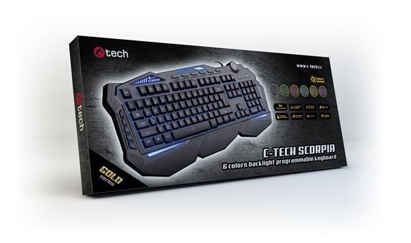 C-TECH klávesnice SCORPIA V2 (GKB-119), herní, CZ/SK, 7 barev podsvícení, programovatelná, černá, USB11