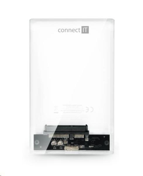 Externý box CONNECT IT pre HDD 2, 5" SATA,  USB 3.0,  ToolFree,  transparentné5