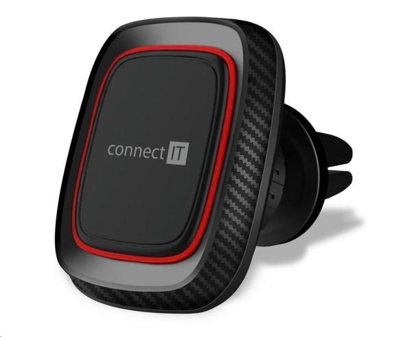 CONNECT IT InCarz 4Strong360 CARBON univerzálny magnetický držiak do auta,  4 magnety,  červený