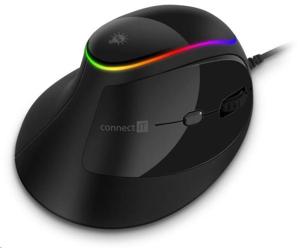 CONNECT IT GAME FOR HEALTH ergonomická vertikálna myš,  drôtová,  čierna