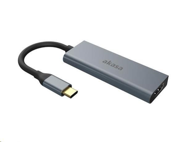 AKASA 4-v-1 USB Type-C na HDMI 4K@30Hz,  USB Type-C a USB-A adaptér
