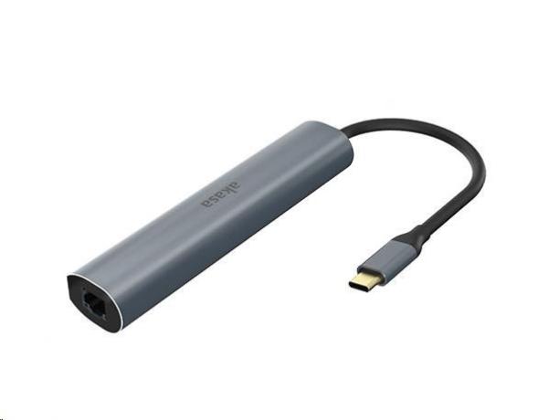 Adaptér AKASA 5v1 z USB typu C na HDMI 4K@30Hz,  RJ45 a USB-A2