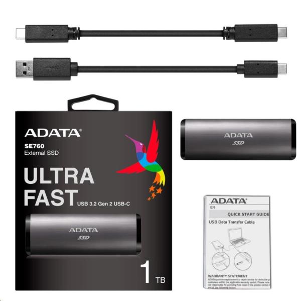 Externý SSD disk ADATA 512 GB SE760 USB 3.2 Gen2 typ C čierna0