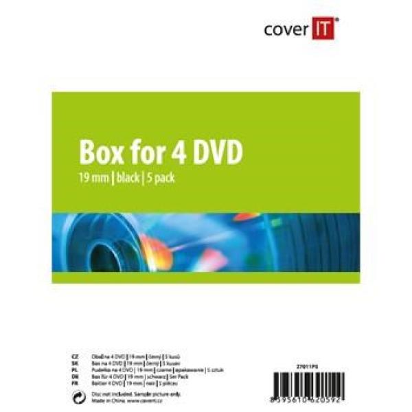 COVER IT obal na 4 DVD 19mm čierny 5ks/ balenie