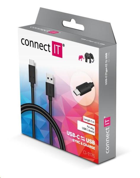 CONNECT IT Wirez USB-C (typ C) -> USB-A,  USB 3.1 Gen 1,  čierna,  1 m2