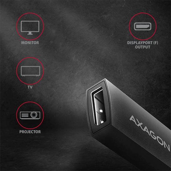 AXAGON RVC-DP,  redukcia USB-C -> DisplayPort,  4K/ 60Hz2