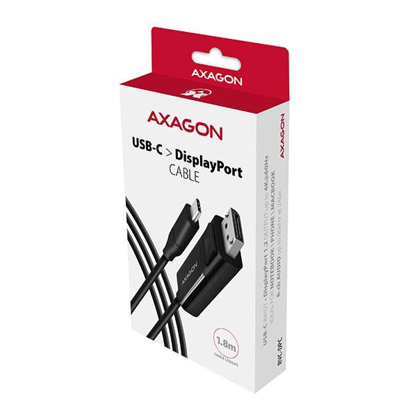 AXAGON RVC-DPC,  redukcia /  kábel USB-C -> DisplayPort 1.8 m,  4K/ 60 Hz6
