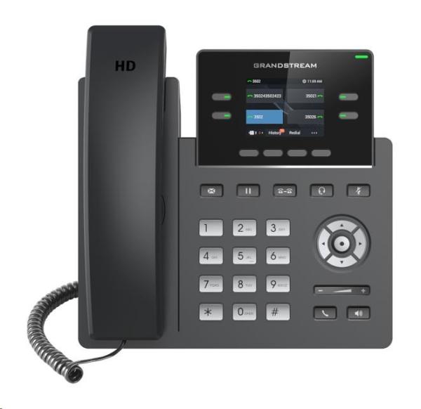 Grandstream GRP2612P [VoIP telefón - 2x SIP účet,  HD audio,  16 prog.tl.+4 predvoľby,  2xLAN 100Mbps,  PoE]